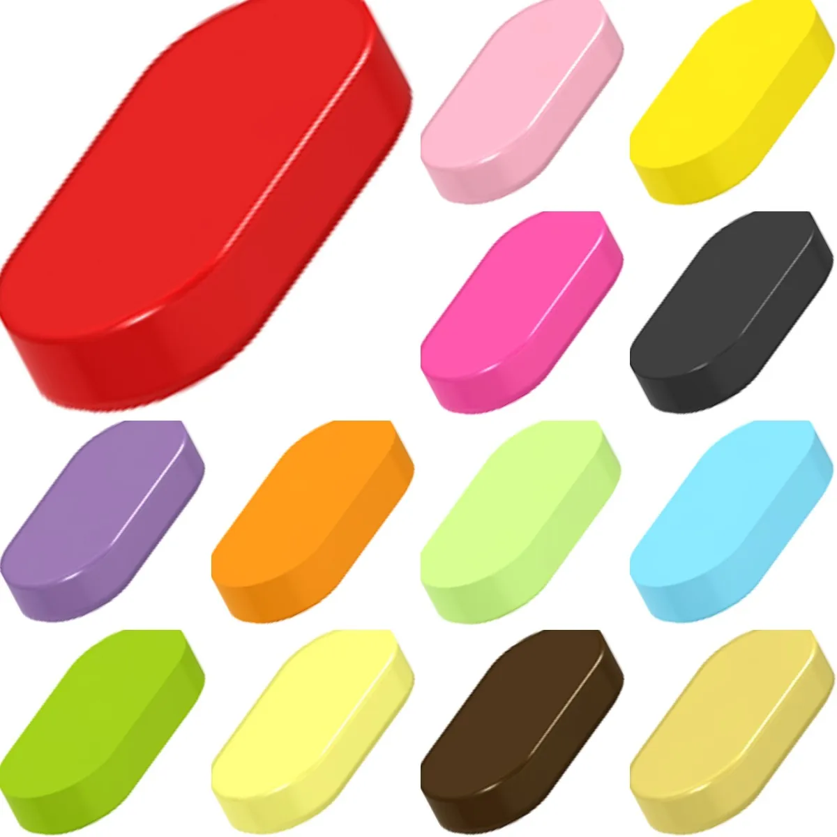 

50pcs Puzzle Particle 1126 Round 1x2 Oval Blocks Brick Kit Tire Board Panel Particle Puzzle Idea Toy Kid Gifts