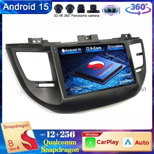 Imagen 1 del producto Android 15 Radio del coche para Hyundai Tucson IX35 3 2015 2016 2017 2018 Multimedia inalámbrico Carplay Auto Qualcomm QLED navegación DSP