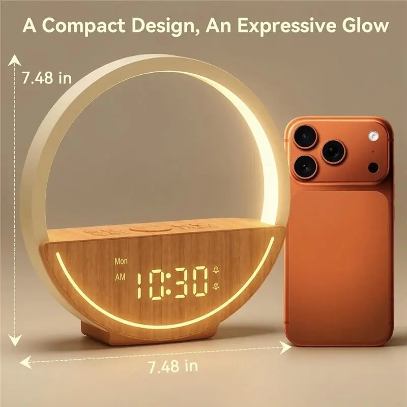 Wake Up Light Sunrise Alarm Clock,White Noise Sound Machine With 20 Soothing Sounds For Heavy Sleepers EU Plug view 6