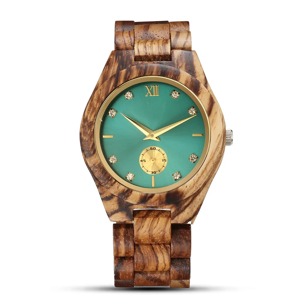 

Men's Wooden Watch Simple Ebony Zebra Wood Quartz Movement Wood Strap Timepiece