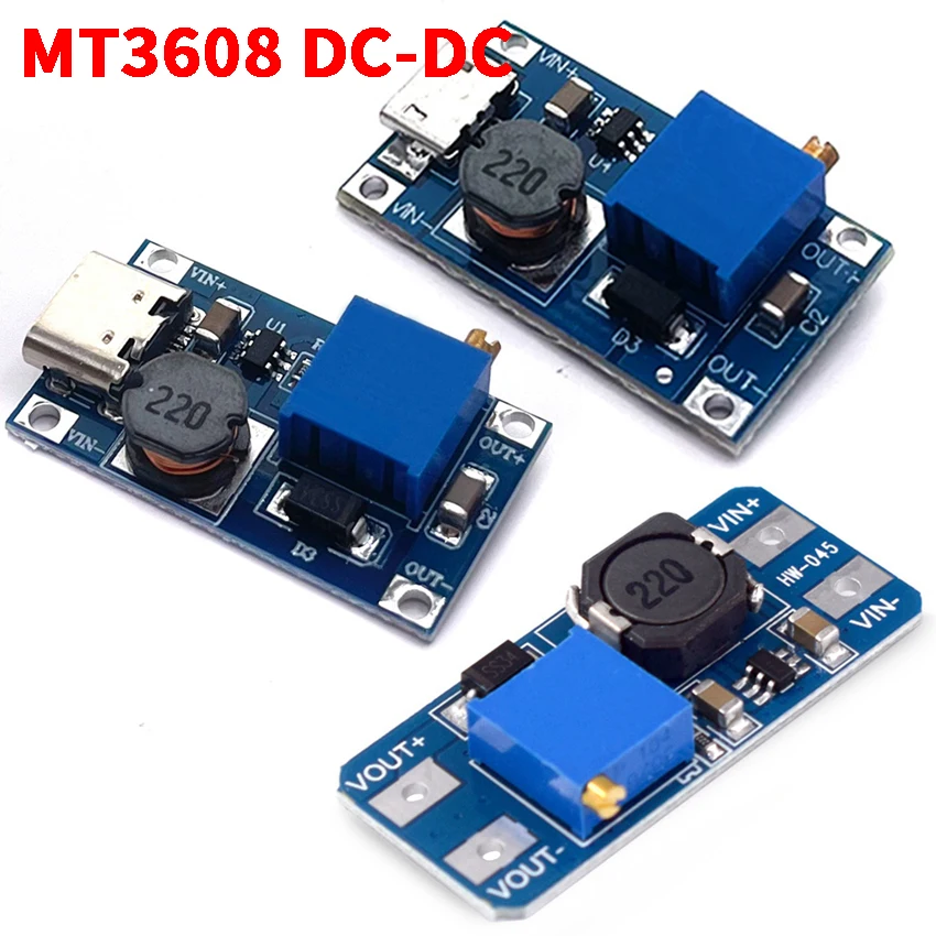 

1PC MT3608 DC-DC Adjustable Boost Module 2A Boost Plate Step Up Module with/without MICRO USB Maximum Output 28V 2A