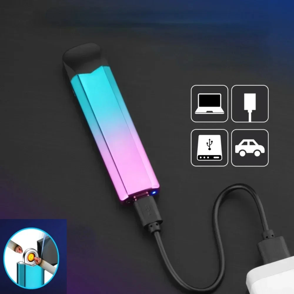 

High-end Double Sided Tungsten Electronic Lighter Type-C Charging Mini Portable Windproof Flameless Plasma Lighter