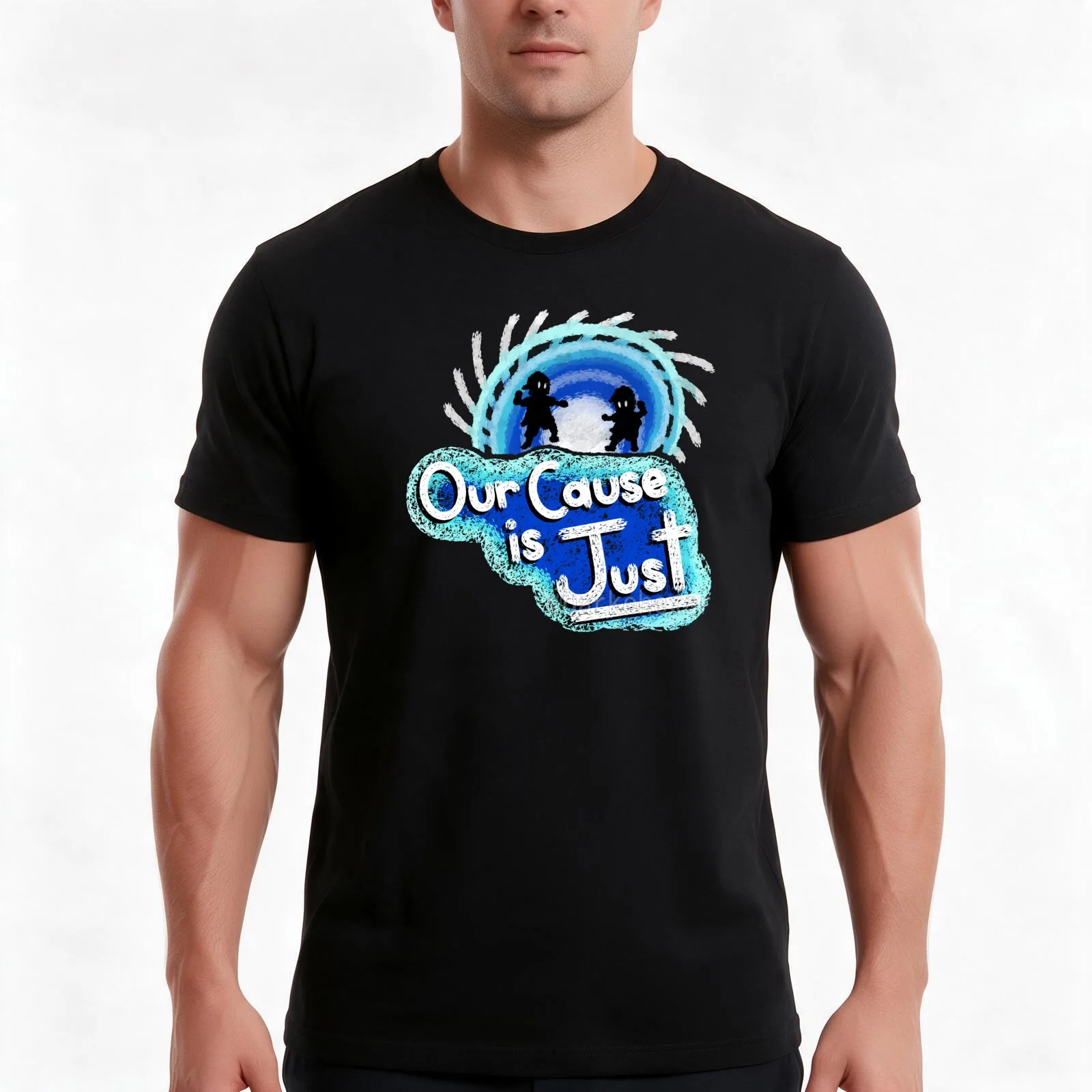 Our Cause is Just T-Shirt, Summer Casual Cotton Tee, Oversized Streetwear Tops, Vintage Graphic Print, Loose Fit Short Sleeve