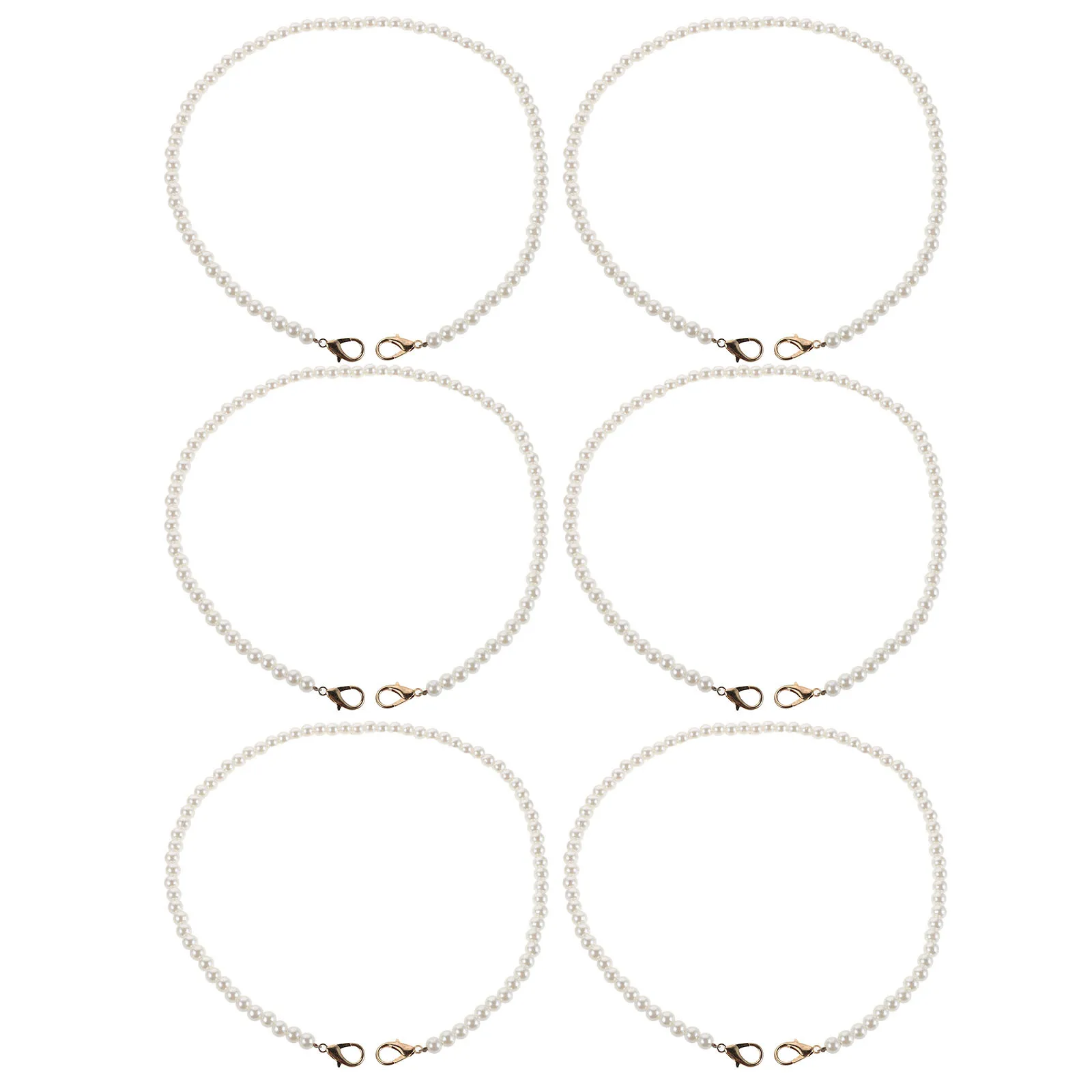 

6Pcs Pearl Chain Bag Extender Large Beads Purse Strap Replacement Silver Beaded Handbag Extension Stylish Strap