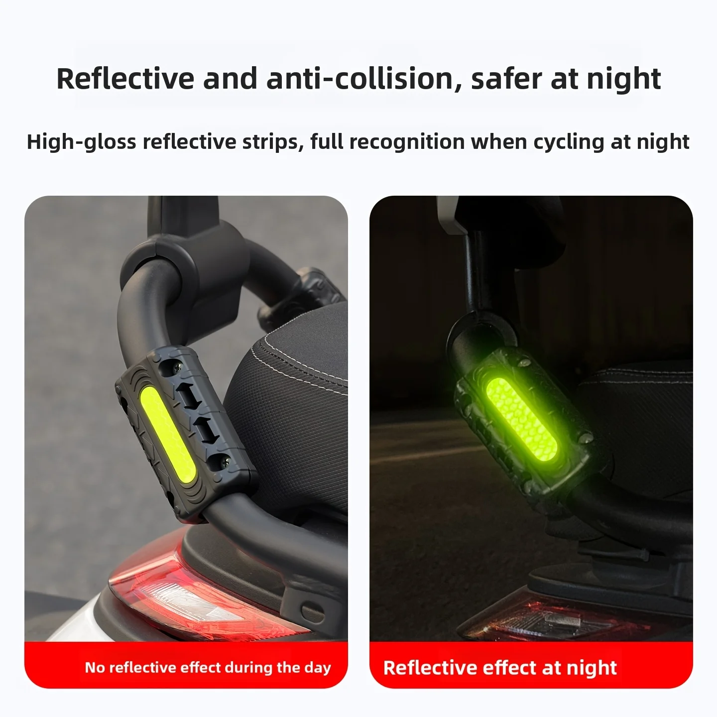 1/2 Stück Motorrad-Sturzbügelschutz, dekorativer Aufprallschutz, selbstklebender Anti-Kratz-Block mit reflektierendem Warnband – Detail 5