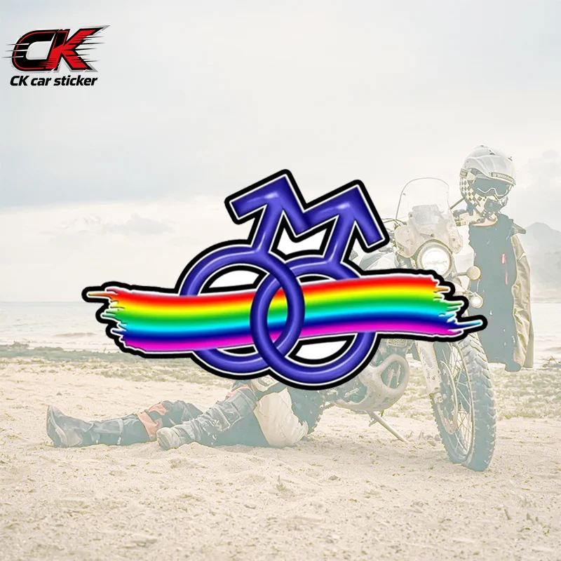 Rainbow Pride Interlocking Gender Symbols Motorcycle Car Sticker DecalWaterproof for Car Motorcycle Laptop Auto Body Decoration