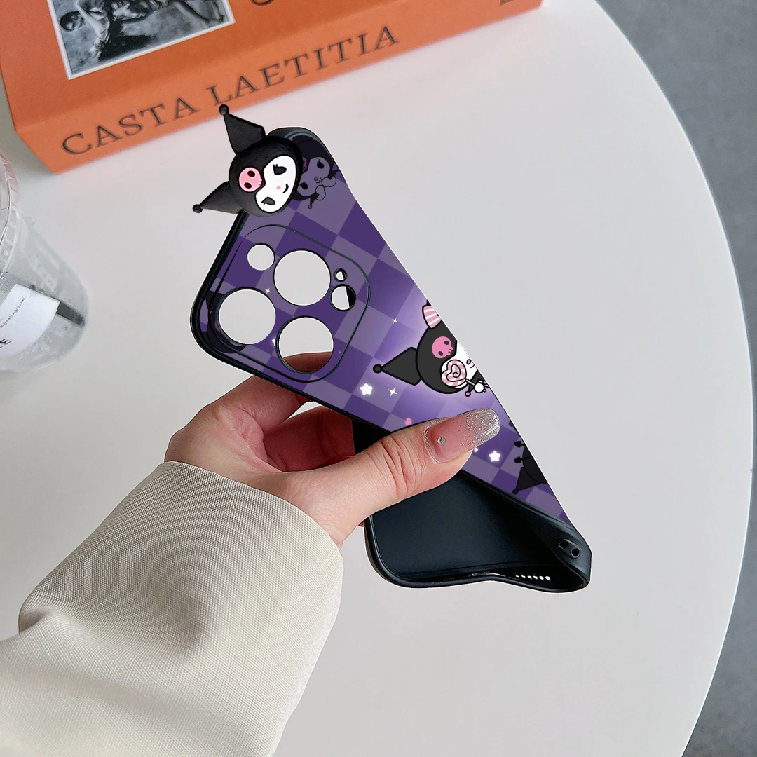 Custodia per telefono Kuromi 3D Cartoon per Huawei Mate 10 Lite 20 30 50e 60 Pro Plus con cordino di supporto Cover morbida in silicone carino