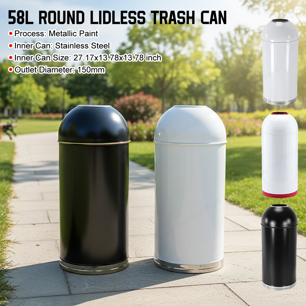 

58L Round Open Top Waste Bin with Removable Inner Bucket Large Waste Container Suitable for Hotels Restaurants and Coffee Shops