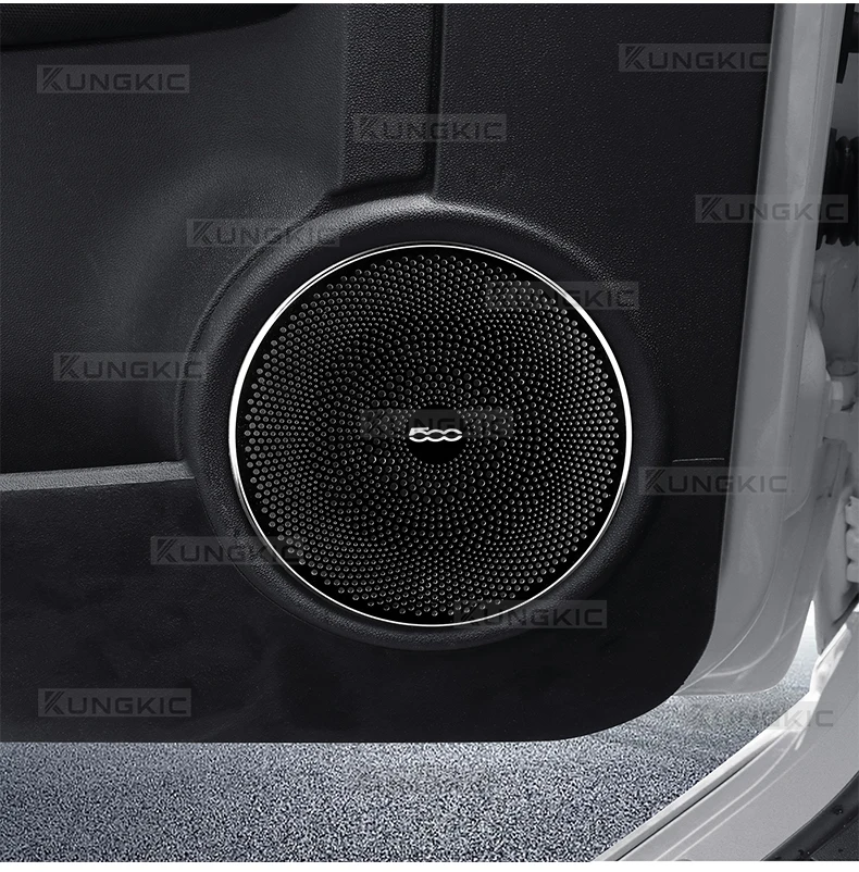 Für Abarth 595 595C 695 695C 2012 2013 2014 2015 2016 2017 2018 2019 2020 2021 2022 2023 2024 Fiat 500 500C 2008-2024 500E 2012-2019 Auto Edelstahl Tür Horn Audio Lautsprecher Trim – Detail 11