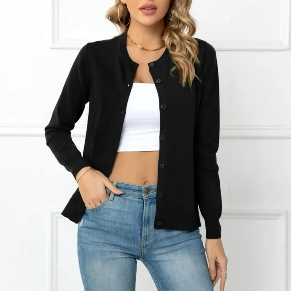 

Women's Casual Dreesy Cardigan Crew Neck Button Down Long Sleeve Soft Sweaters Women's Work Clothes Cardigan for Women Winter