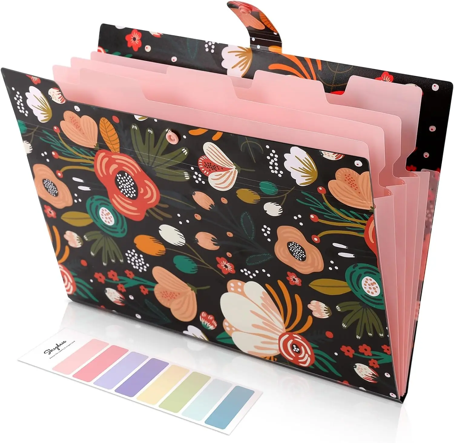 

Floral Accordion File Organizer with 5 Pockets, Portable Document Holder for Office School Supplies