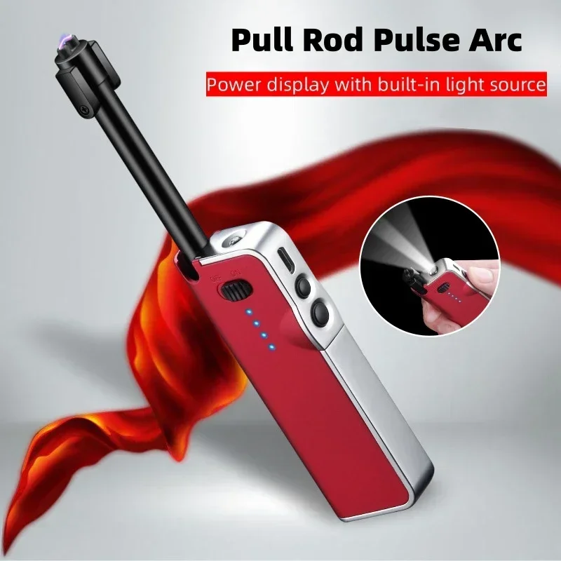 

2-in-1 Personalized Pull Rod Pulse Arc Lighter With Power Display USBCharging Lighting 2025 Creative Single Arc Flameless