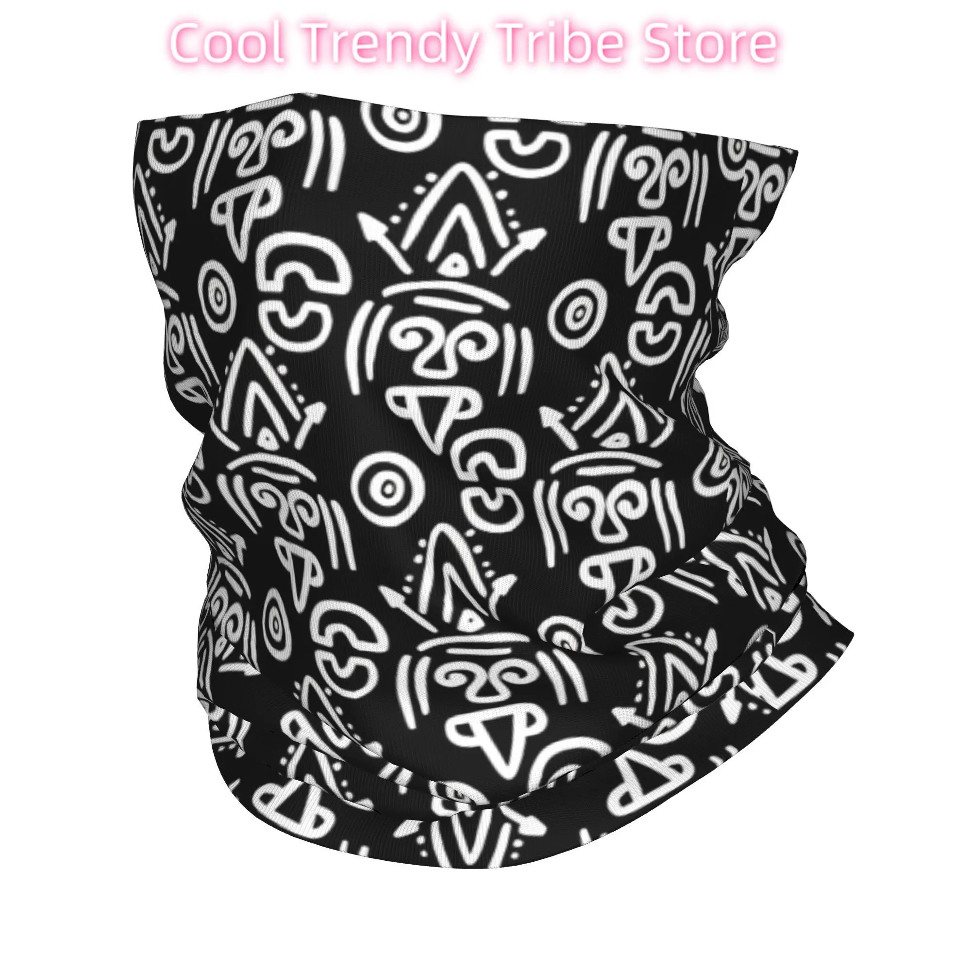 Textura azteca Maya Maya Bandana Cubierta para el cuello Impreso} Bufanda envolvente Máscara facial cálida Senderismo Unisex Adulto Transpirable