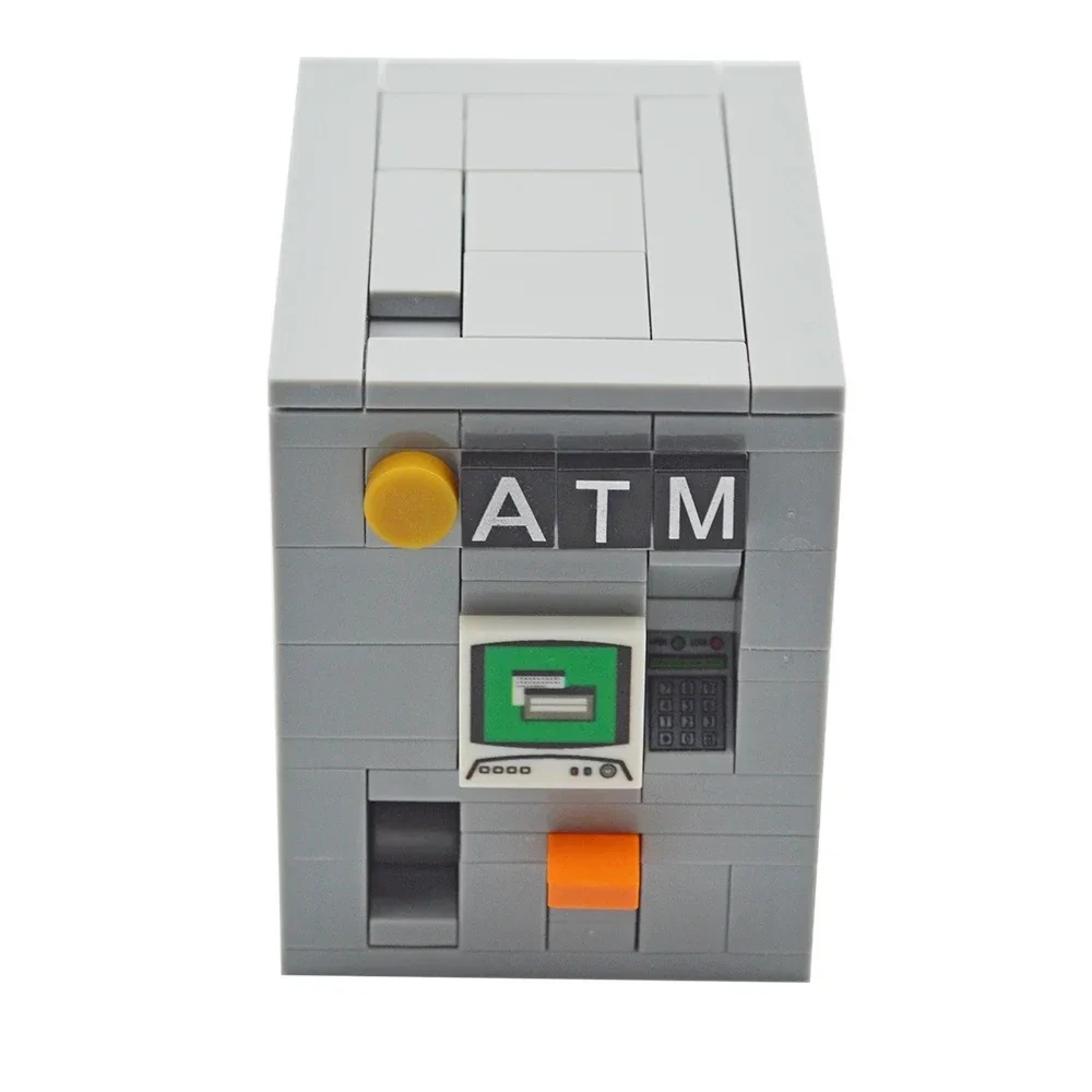 MOC Creative ATM Cash Machine Small Particle City Building Blocks Coin Dispenser Bricks Assembled Bank Decoration Kid Toys Gift