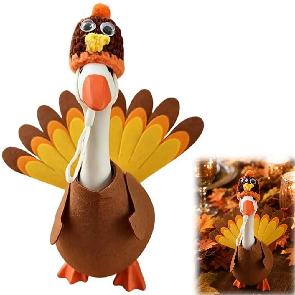 Haustierkleidung, 7-Zoll-Schreibtischgans, Thanksgiving-Outfits, Mini-Schreibtischgans, Thanksgiving-Kleidung, Truthahn-Kostüm, Dekoration für den Schreibtisch – Detail 1