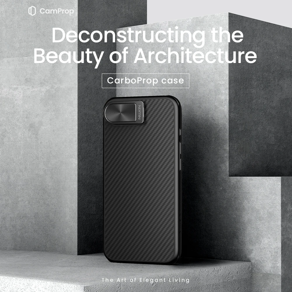 For Apple iPhone 16e Nillkin case CarboProp Fiber Magnetic Adapt Lens Camera Cover with Stand Protection Back Cover