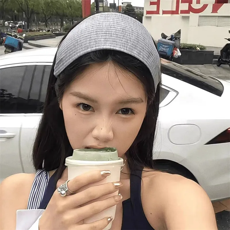 2026 Weiche, breite Strick-Baumwoll-Haarbänder für Damen und Mädchen – Koreanischer neutraler, einfarbiger Turban mit Zähnen – Kopfband und Accessoires – Detail 4