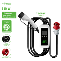 E-mingze Type 2 11KW 16A 3 Phase EU Standard Wallbox Fast Electric Vehicle Charging Station AC Portable Ev Charger