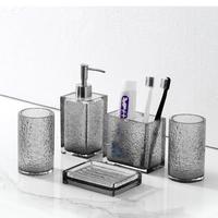 Bathroom Decor Toothpaste Dispenser Cup Toothbrush Holder Soap Box Storage Tray Tissue Bottle Smoke Grey Resin