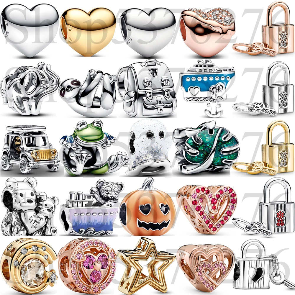 

Стерлингового Серебра 925 пробы, бусина, автомобильная лягушка, слон, ленивец, замок, ключ, звезда, корабль, подвеска для модных женщин, браслет, подарок, ювелирные изделия своими руками