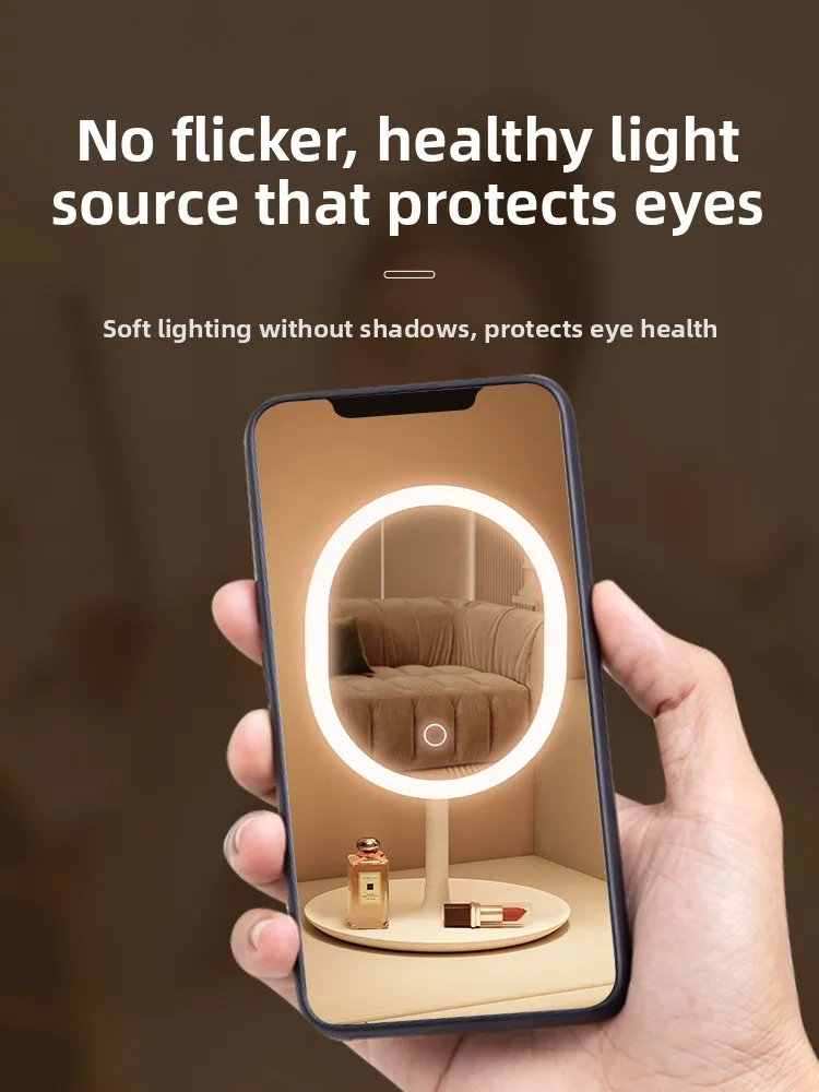 ポータブル LED 化粧鏡デスクトップ照明女子学生寮コンパクト旅行サイズ化粧鏡北欧スタイル