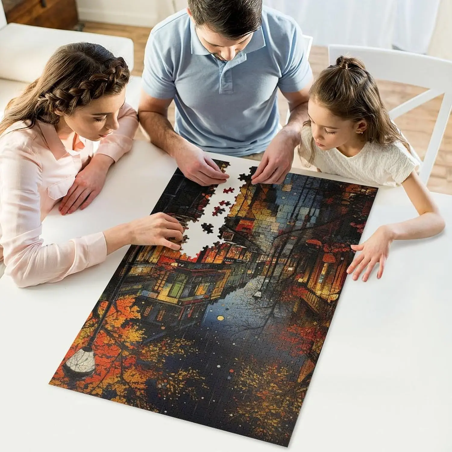 Puzzle en bois de rue pluvieuse, 120/300/500/520/1000/1314 pièces, pour salle de jeux, chambre à coucher, salon, décor de fête, jeu de défi familial