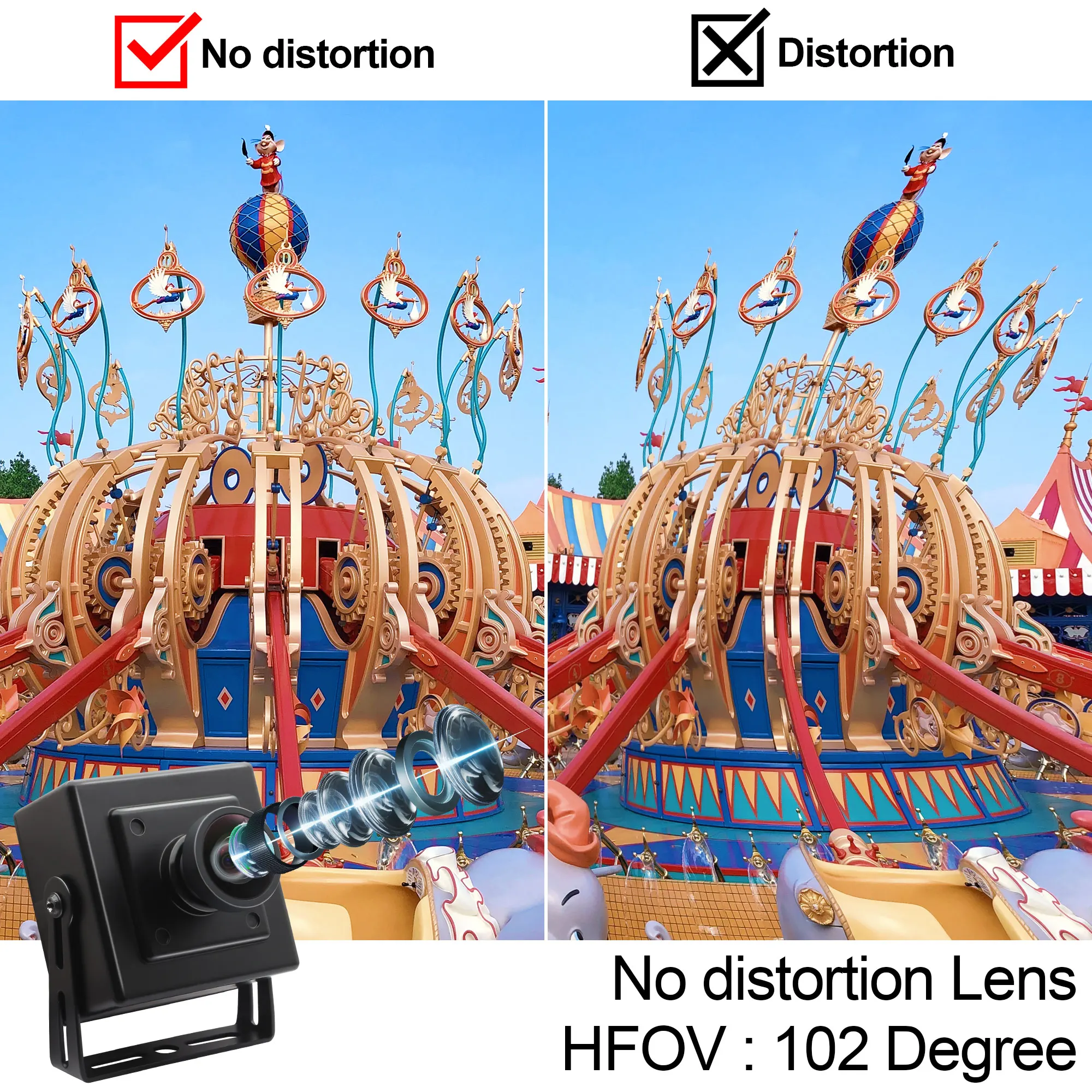 ELP 12MP USB Camera No Distortion Lens IMX577 Mini Case High Frame Rate 120fps 1080P, 30fps 4K Industrial Lightburn Camera