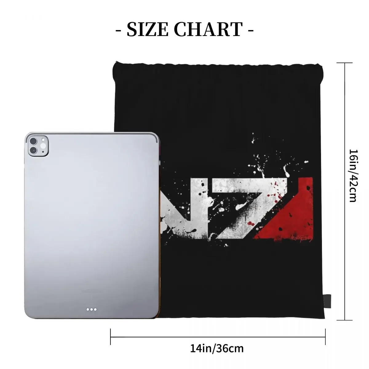 Mass Effect Distressed N7 Backpacks Portable Drawstring Bags Drawstring Bundle Pocket Shoes Bag Book Bags For Man Woman School