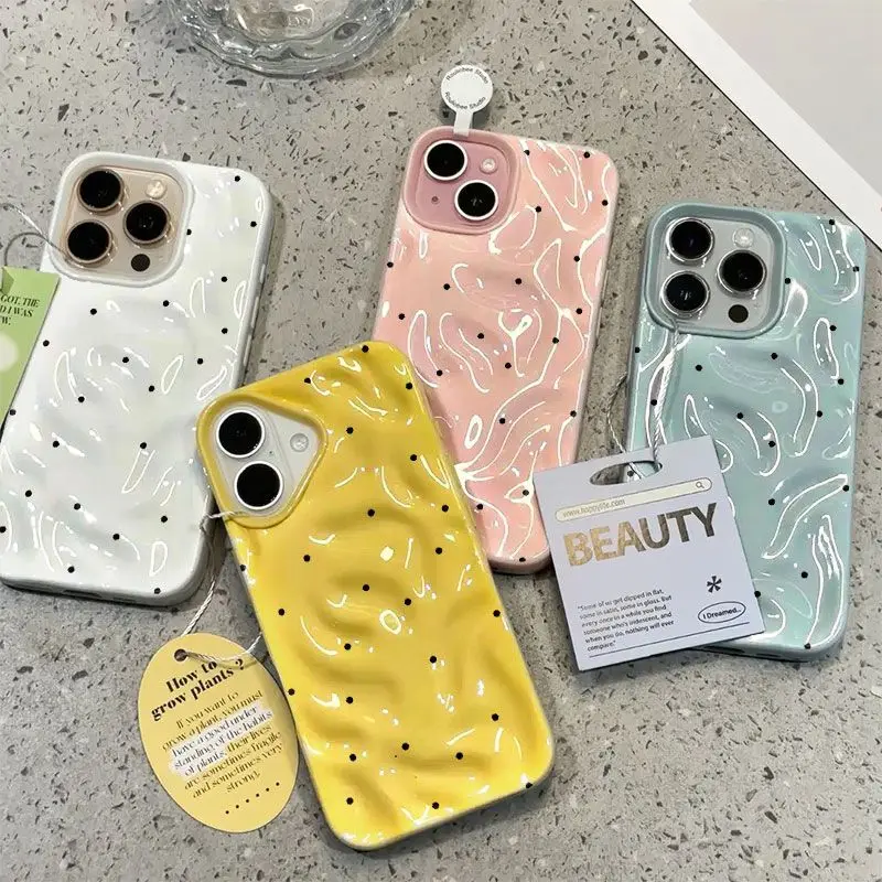 Чехлы для телефонов черного цвета в горошек для iPhone 17, Air 16, 15, 14 Plus, 13 12, 11 Pro Max, противоударная силиконовая защитная задняя крышка