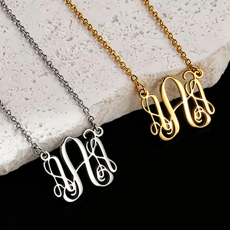 Treebud Personalized Custom Monogram Necklace for Women Stainless Steel Capital Initial Letter Pendant Minimalist Jewelry Gifts