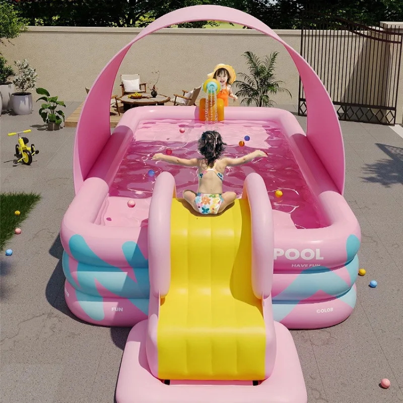 

Kids inflatable sunshade slide swimming pool for home use, indoor and outdoor, adult shower large foldable pool toys