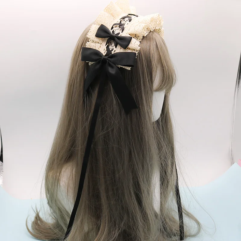 2022 Gothic Strik Zoete Haar Hoepel Anime Meid Cosplay Hoofdband Lolita Kant Bloem Hoofddeksels Accessoire Dropshipping