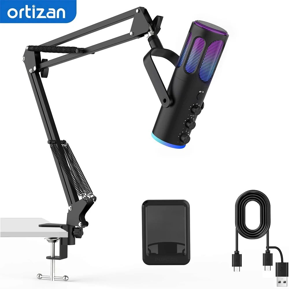 

Игровой микрофон, USB-конденсаторный микрофон для ПК, PS4/5 и Mac, компьютерный микрофон с шумоподавлением, функциями отключения звука, реверберации и мониторинга