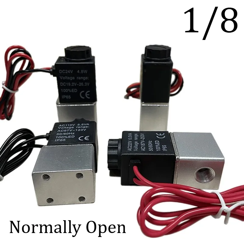 

Алюминиевый электромагнитный клапан, 12 В, 24 В переменного тока, 110 В, 220 В, нормально открытый, 1/8 дюйма, 2-сторонняя катушка мощностью 6,5 Вт, пневматические клапаны для воздуха, газа, жидкости, воды