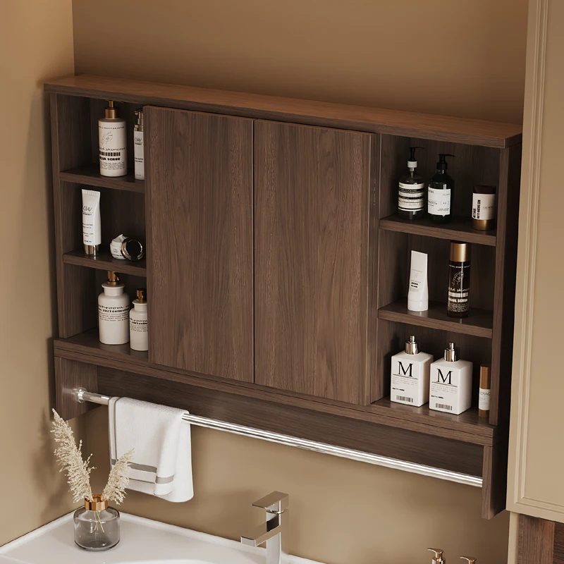 Modern Push-pull Type Smart Bathroom Mirror Cabinets Solid Wood Luxury Storage Mirror Cabinet Washroom Bathroom Furniture FYMC