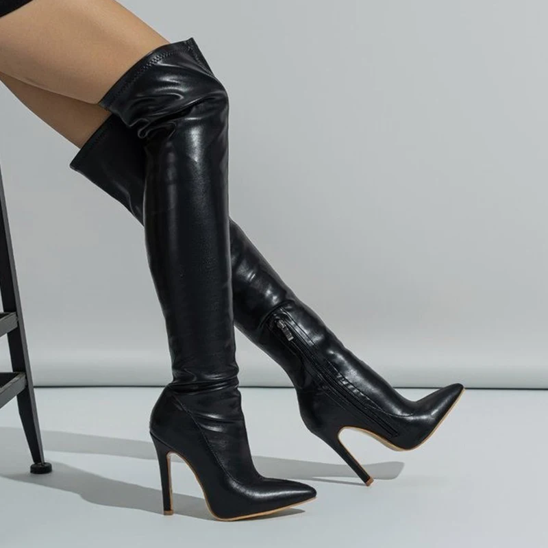 

Sexy Over The Knee Boots Women Super High Heels Shoes 2025 Winter Pointed Toe High Boots Dress Pumps Warm Snow Boots Mujer Shoes