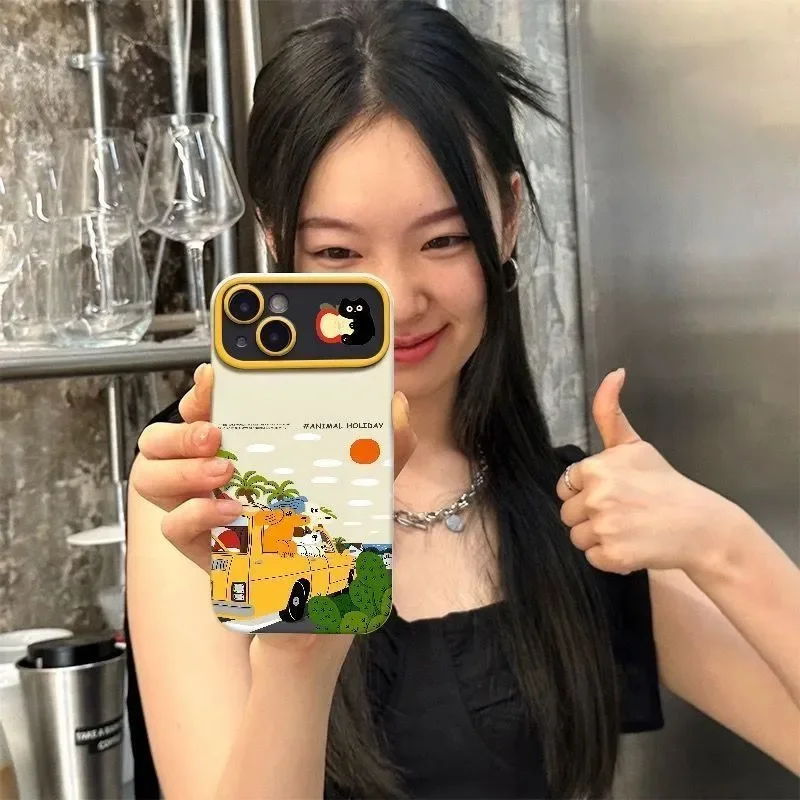 Animal Holiday Beach Lovely Puppy For iPhone 16 15 14 13 12 11 Pro XR XS Max 7 8 Plus ShockCoveroof Phone Y2K Girl HOT Cover