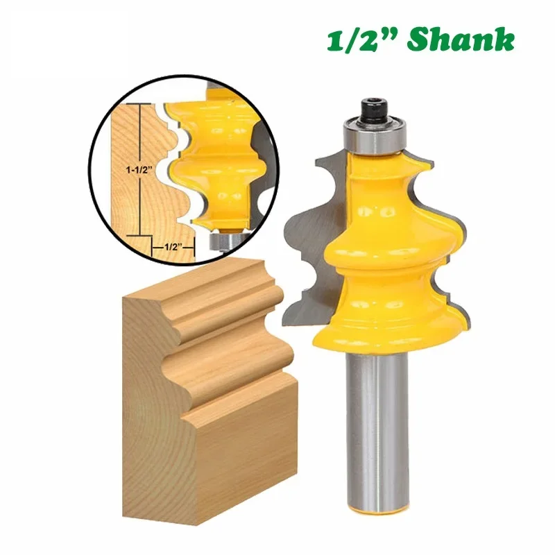 5pcs 12mm 1/2 Inch Shank Closet Door Top Router Bits Set Wood Carving Carbide Alloy Graver Convex Milling Bits