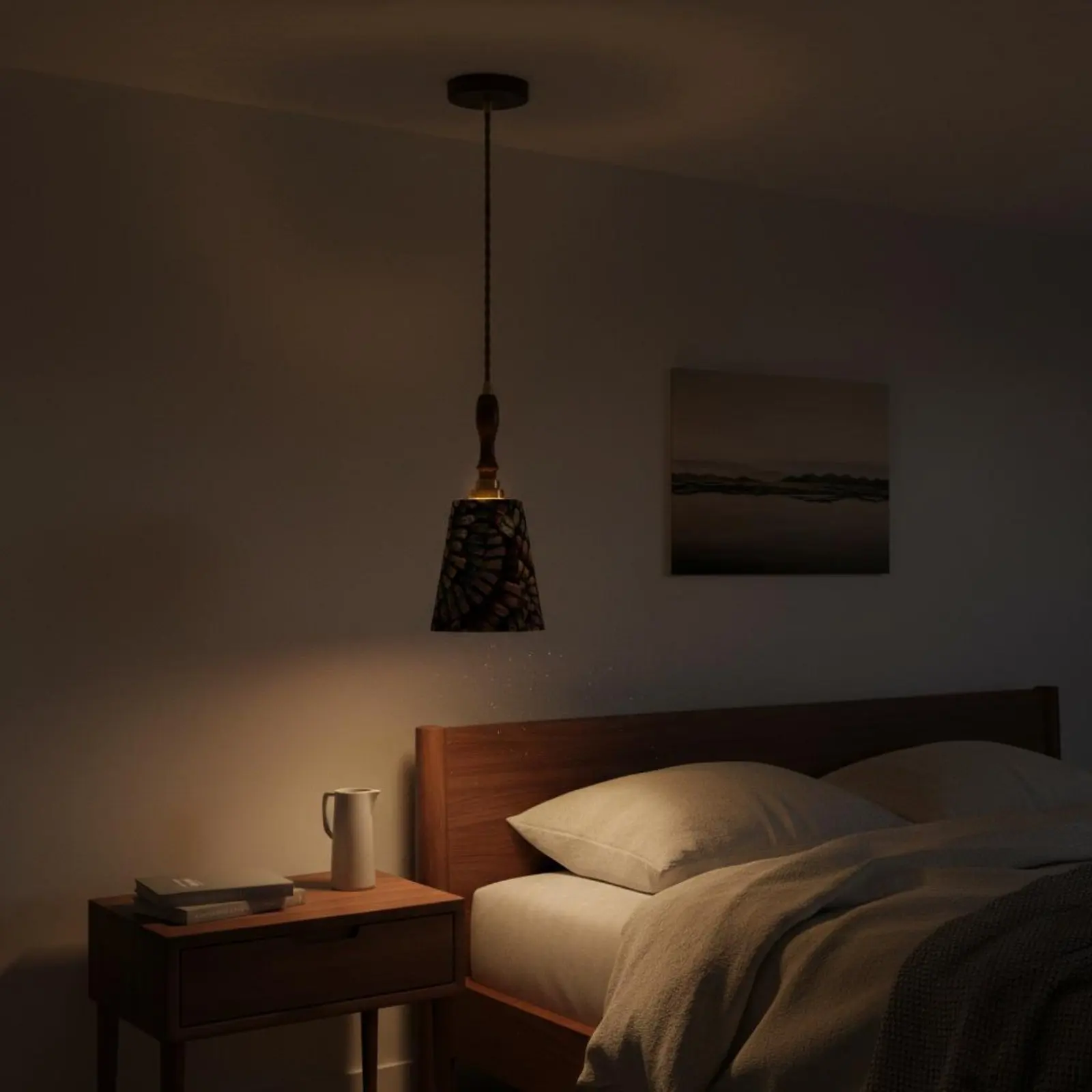 Retro Textile Hanging Light Braided Cable Vintage Hanging Lamp Patterned Hanging Lamp Warm Ambiance House Lighting for Bedroom