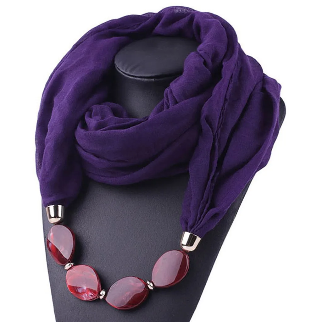 New Pendant Scarf Necklace For Women Cotton Linen Ethnic Style Soft Pendant Scarf Female Accessories Scarf Shawls