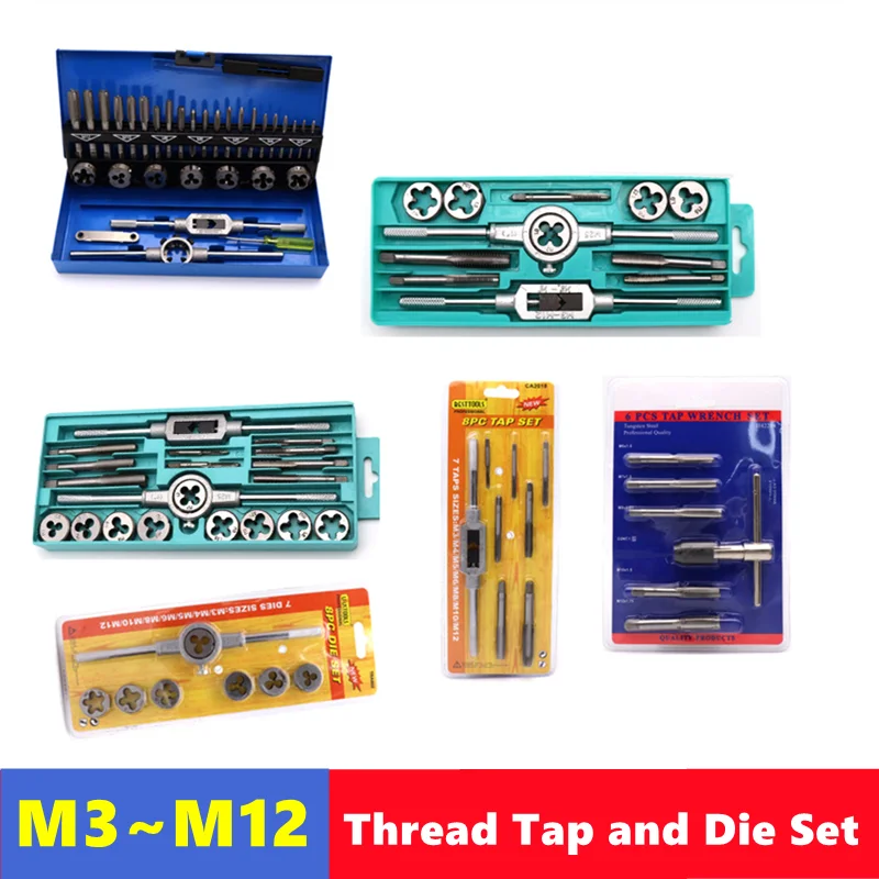Conjunto de Ferramentas Manuais para Rosca Interna e Externa Toque e Morra M3-m12 Pcs Pcs 32 Pcs 40 Pcs