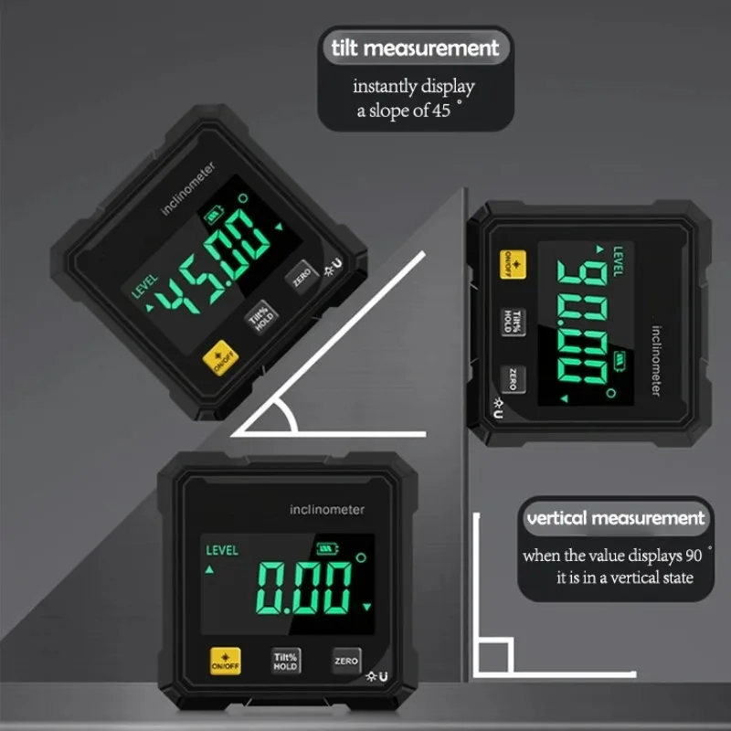 Magnetic Digital Angle Finder Laser Digital Protractor Electronic Level Laser Type-C Charging Angle Meter Measuring Tools