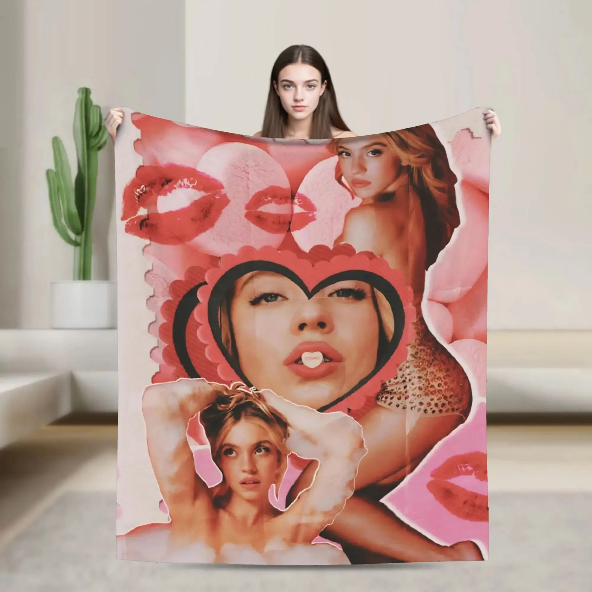 sydney sweeney Blanket  Warm Soft Aesthetic Plush Throw Blanket For Couch Chair Sofa Bed Decorative Flannel Bedspread Bed Cover