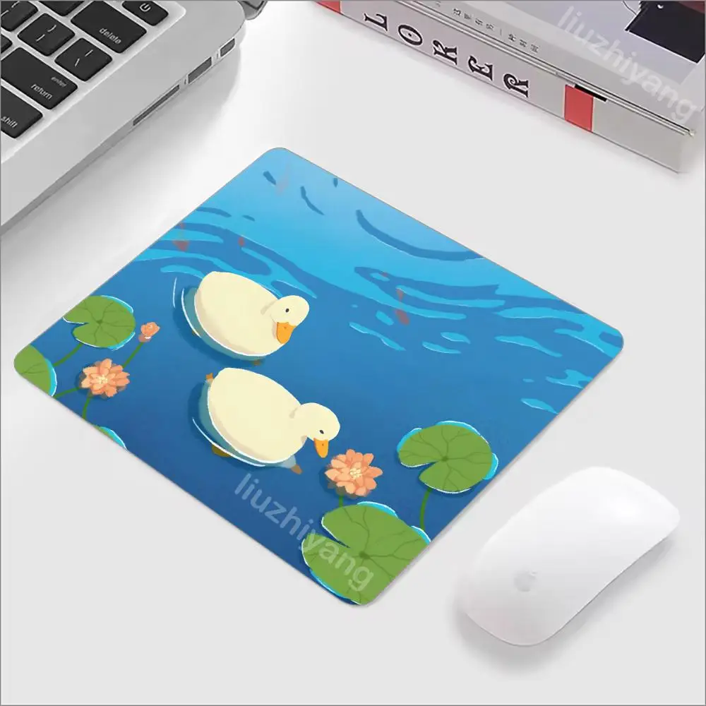 Cute Duck Cartoon-Style Mouse Pad 45x40 Large Square Desk Mat Natural Rubber Material Non-Slip Compact Office Decorative Pad
