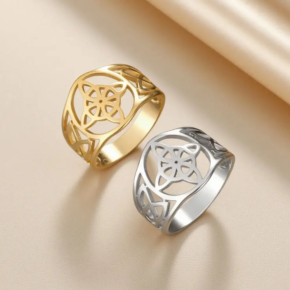 LIKGREAT Stainless Steel Witch Knot Ring for Women Wicca Pagan Spiritual Protection Lucky Jewelry Couple Gift 2025 Trendy