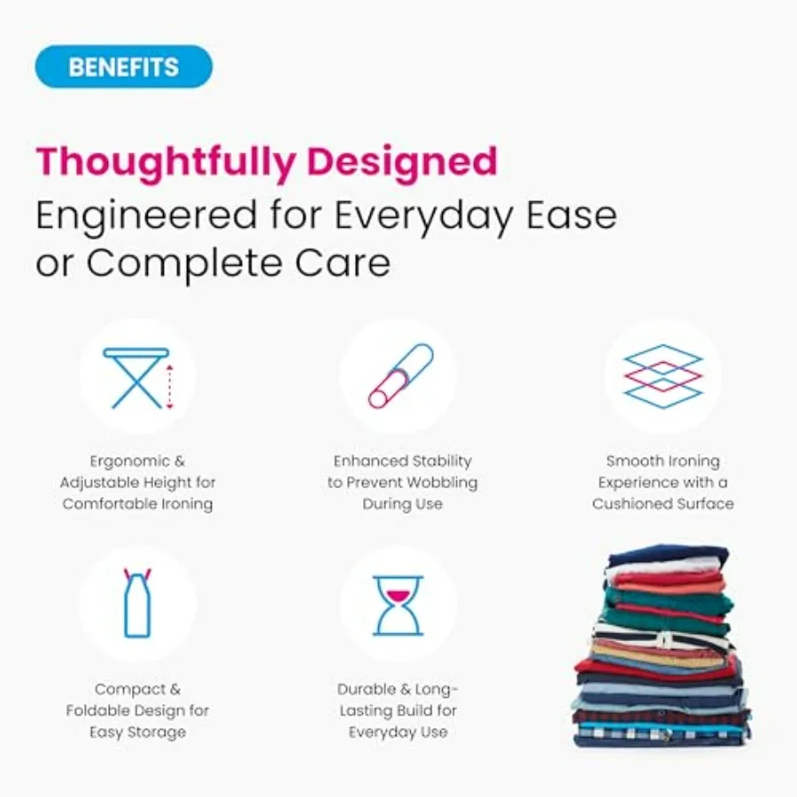 لوح كي عالي التحمل مع مسند حديد سلكي قابل للسحب مقاس 43 × 12 بوصة وثبات رباعي الساق ومبطن سميك مكون من 4 طبقات مقاوم للسرقة