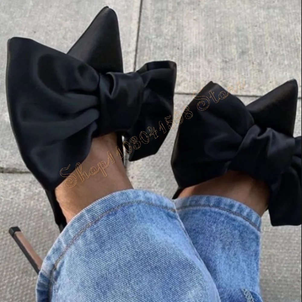 

Bow knot Decor Pointed Toe Pumps Stilettos High Heels Slip on High Heel Shoes for Women Sexy Heels 2024 New Zapatos Para Mujere