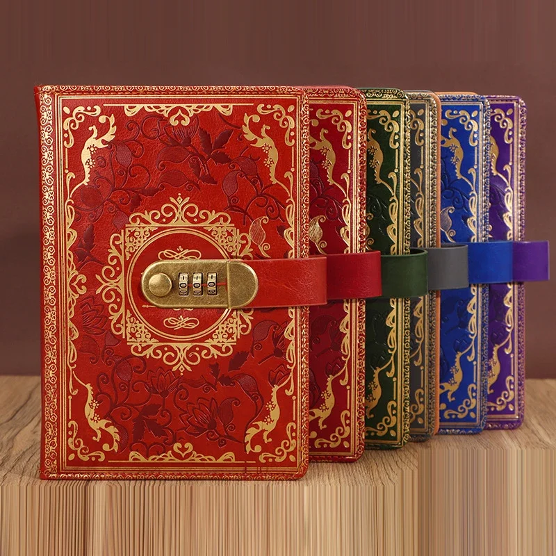 

Ретро цифровой блокнот с паролем и замком, дневник формата А5, идеально подходит для мужчин и женщин, кодовый замок из искусственной кожи, конфиденциальность людей