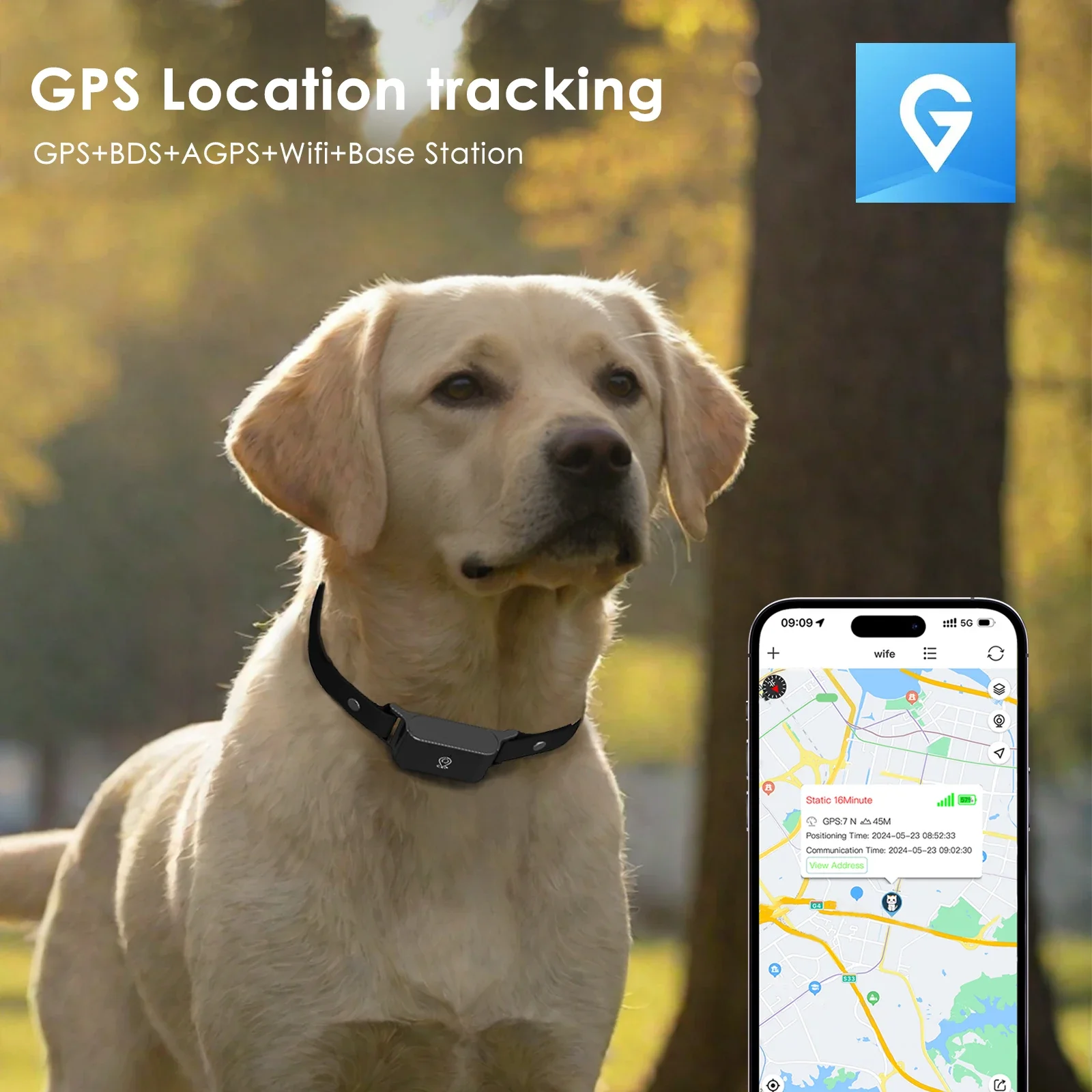 IP67 Waterproof 4G GPS Pet Tracker Collar Real-Time Tracking,Anti-Lost Locator for Dogs Fashionable Neck Collar Pet  Tracker