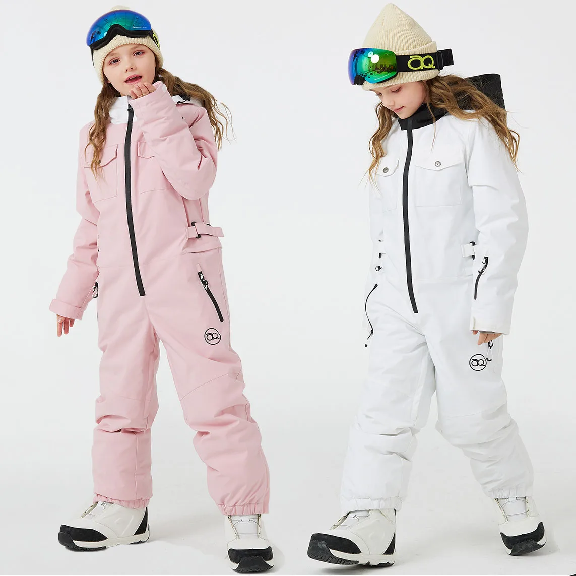 One-piece Ski Suit For Children Winter Windproof Waterproof Warm Boys Girls Snowboarding Suit Ski Jacket Pants Kids Ski Jumpsuit